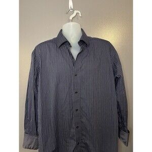 Bristol & Bull Shirt Mens XL Blue Stripe Long Sleeve Button Front Cotton Casual